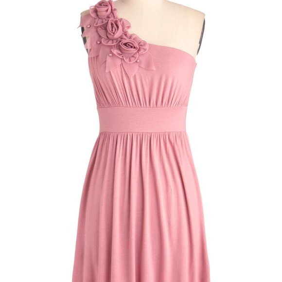 One Shoulder Soft Dusty Pink Dress ModCloth Excl - Picture 4 of 7